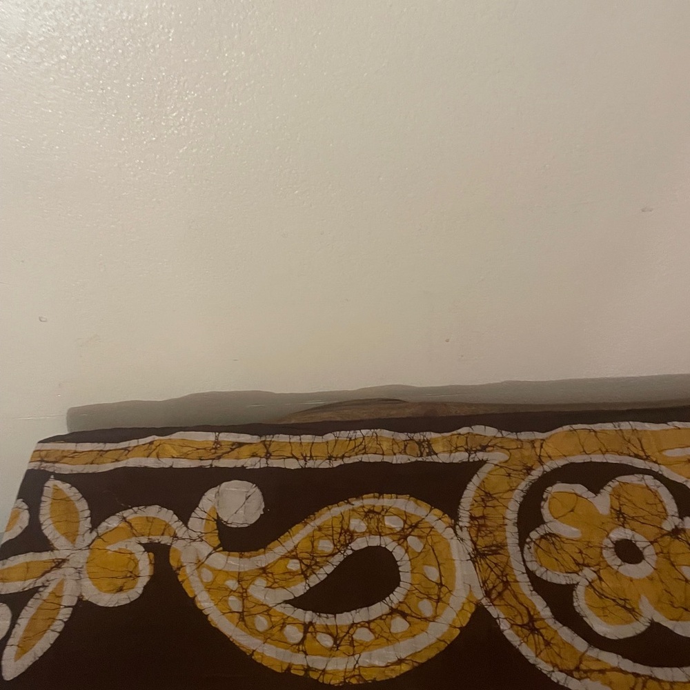 Handprint Made in India Batik Scarf – Brown & Mustard – 68” x 15.5” - Picture 8 of 12